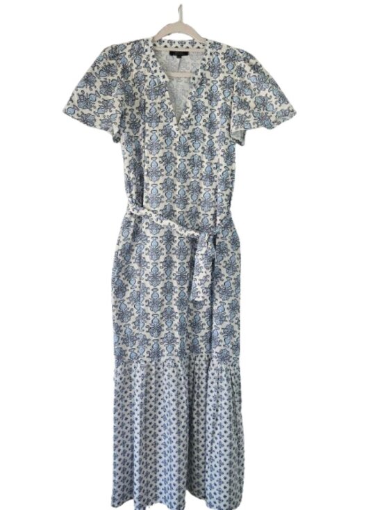 Magari Italy Dresses & Skirts - Magari Italy Blue& White Floral Urn Mixed Floral Print Maxi Dress Size M